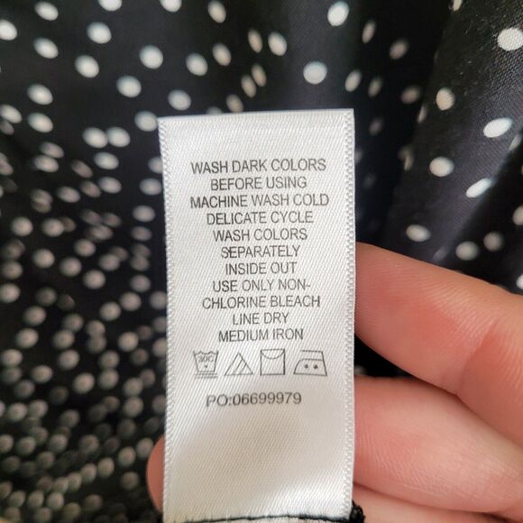 Ellos Womens Blouse Plus Size 24 Black White Polka Dots Long Sleeves Classic - Picture 7 of 10